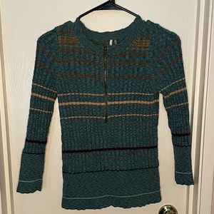 Free PeopleRibbed Striped Henley Sweater